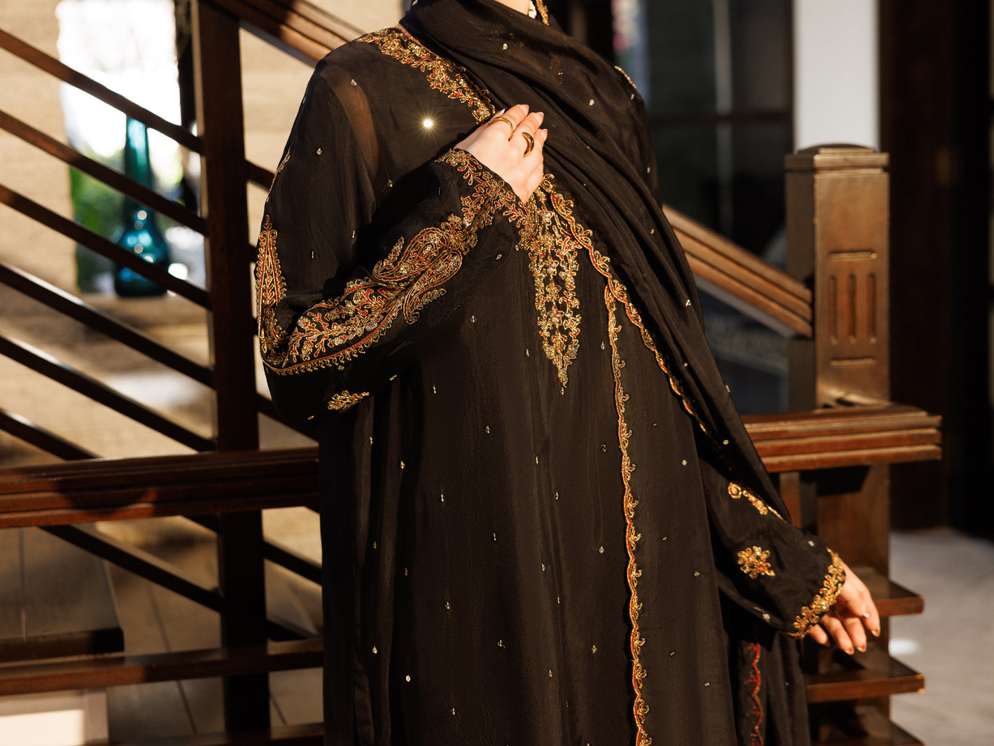 Black Amore Silk Formal Stitched 3Pc- AL-3PS-LS-621