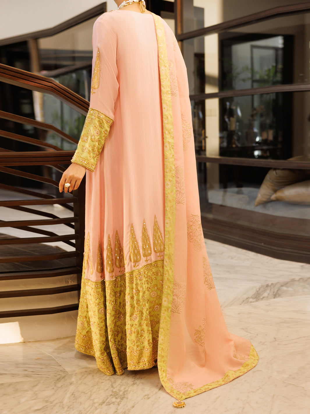 Pink Viscose Sheesha Silk Formal Stitched 3Pc- AL-3PS-LS-624