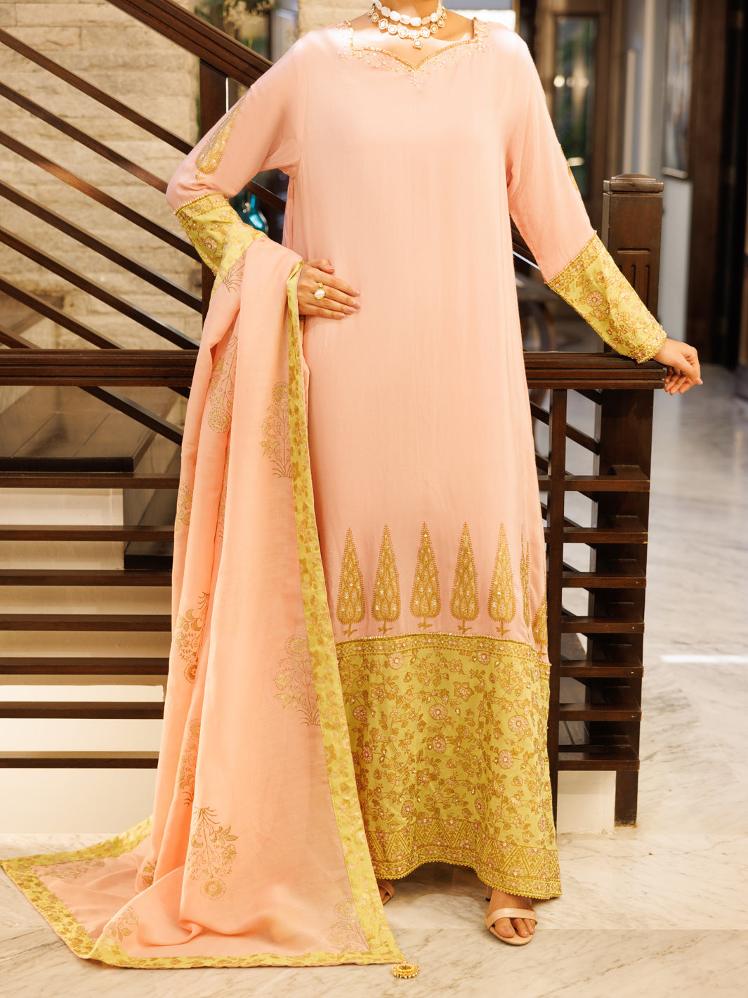 Pink Viscose Sheesha Silk Formal Stitched 3Pc- AL-3PS-LS-624