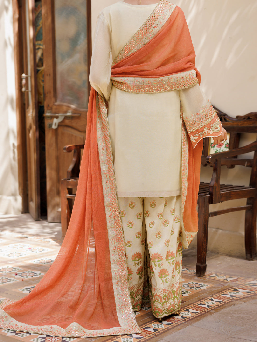 Pistachio Green Mesuri Formal Stitched 3Pc- AL-3PS-LS-627