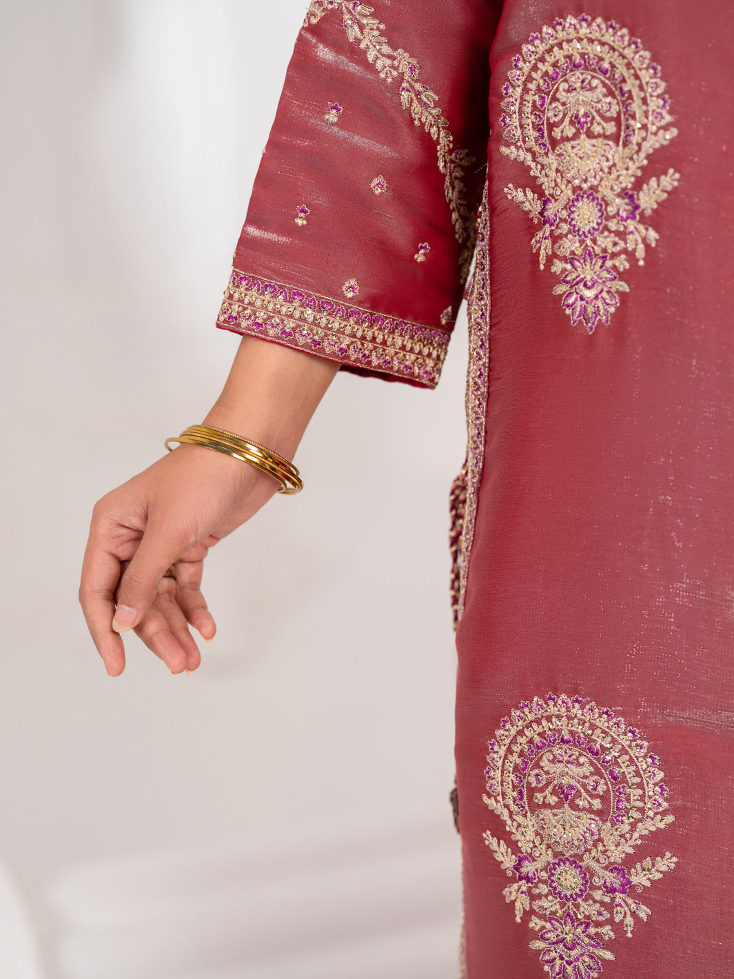 Pink Lawa Silk Formal Stitched 3Pc- AL-3PS-LS-633