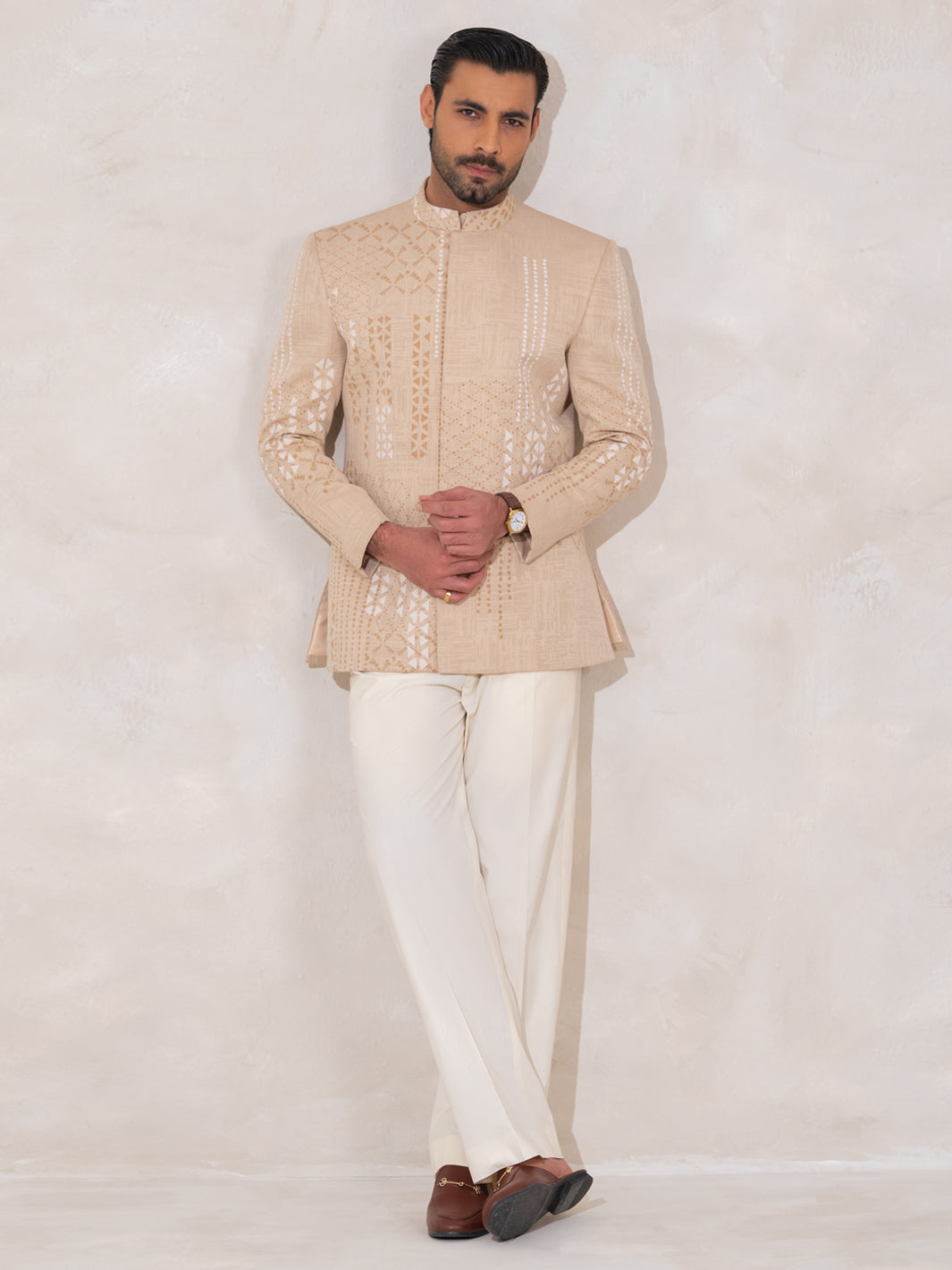 Beige Formal Prince Coat - AL-PCS-084