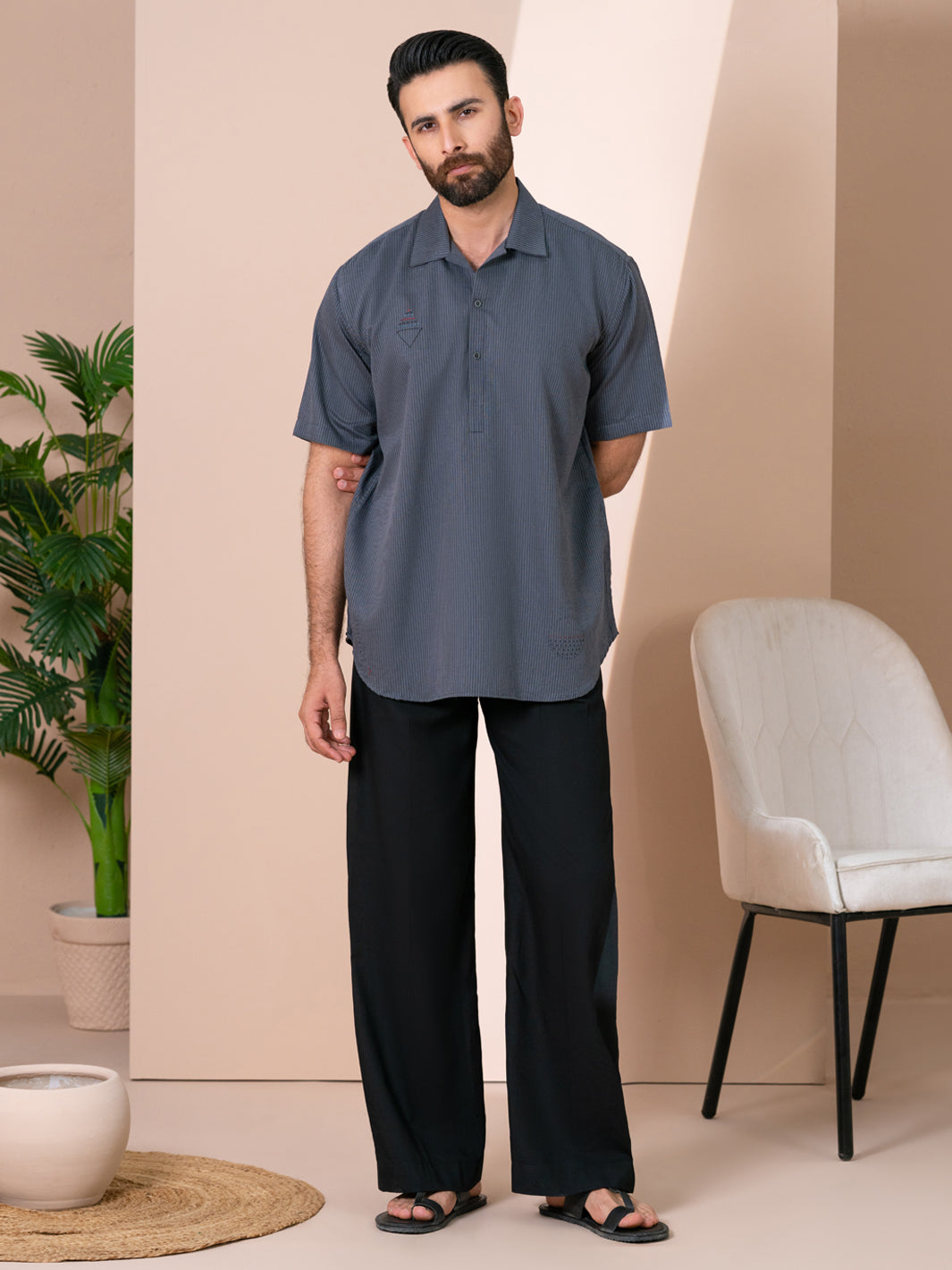 Grey Cut & Sew Kurta - AL-SHT-002