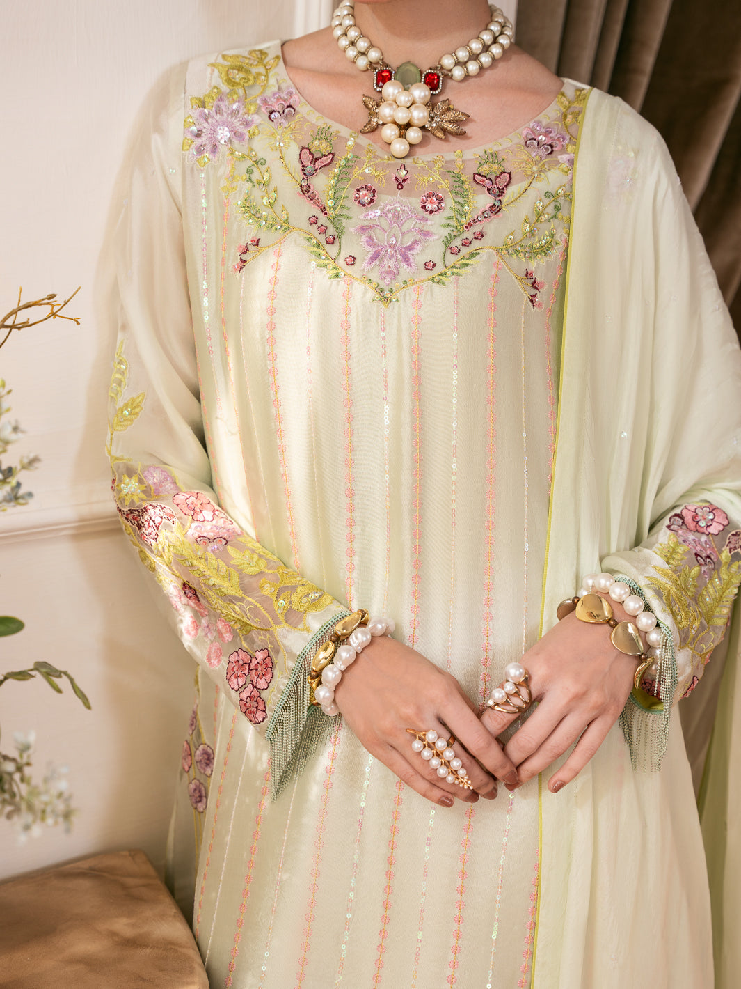 Sea Green Sheesha Silk Formal Stitched 3Pc - AL-3PS-SS-LS-613