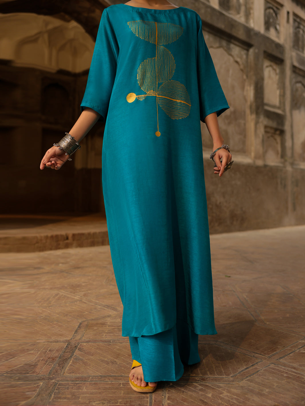 Turquoise Raw Silk Formal 2Pc Stitched - AL-SS-LS-LKS-591