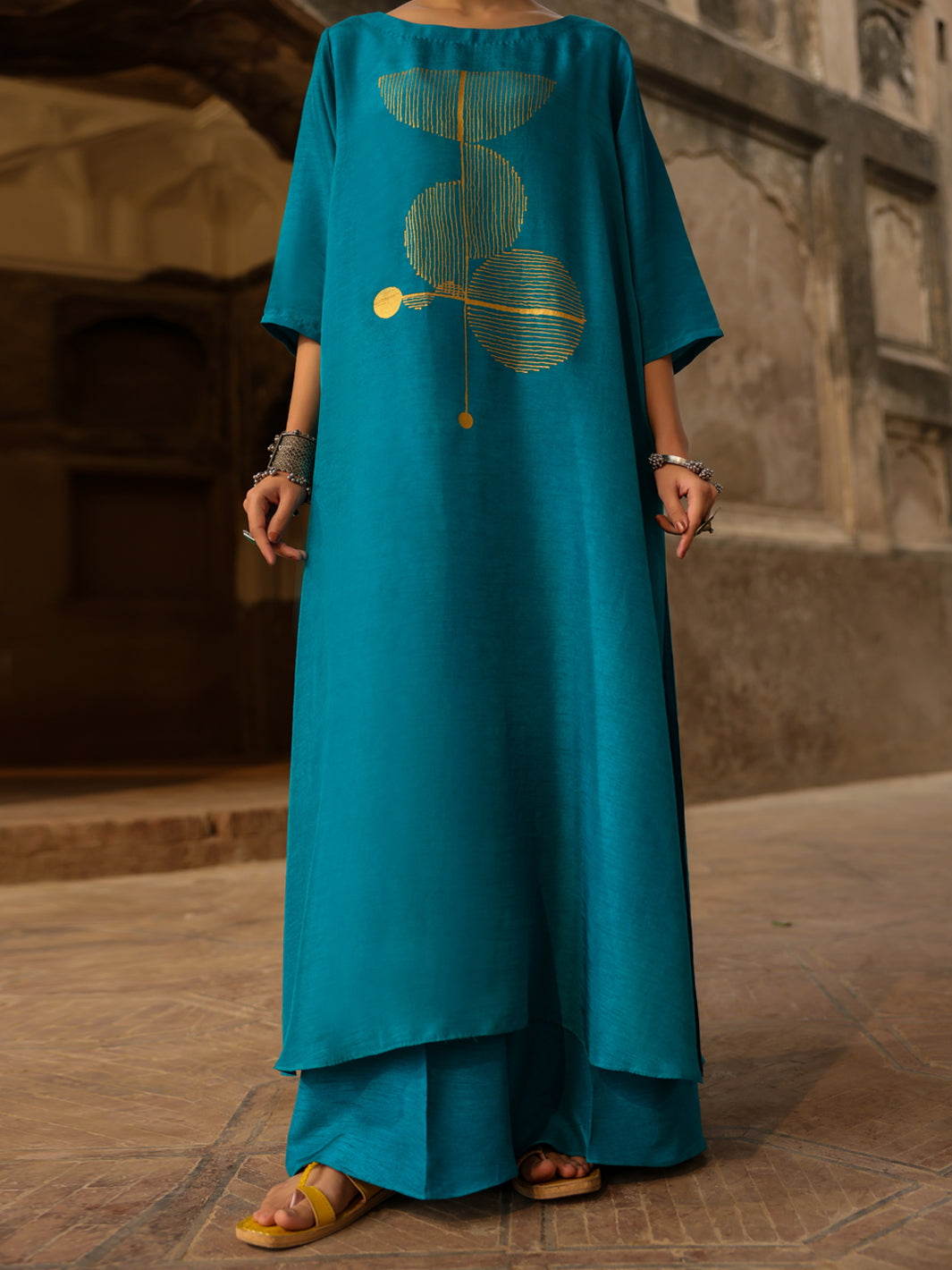 Turquoise Raw Silk Formal 2Pc Stitched - AL-SS-LS-LKS-591