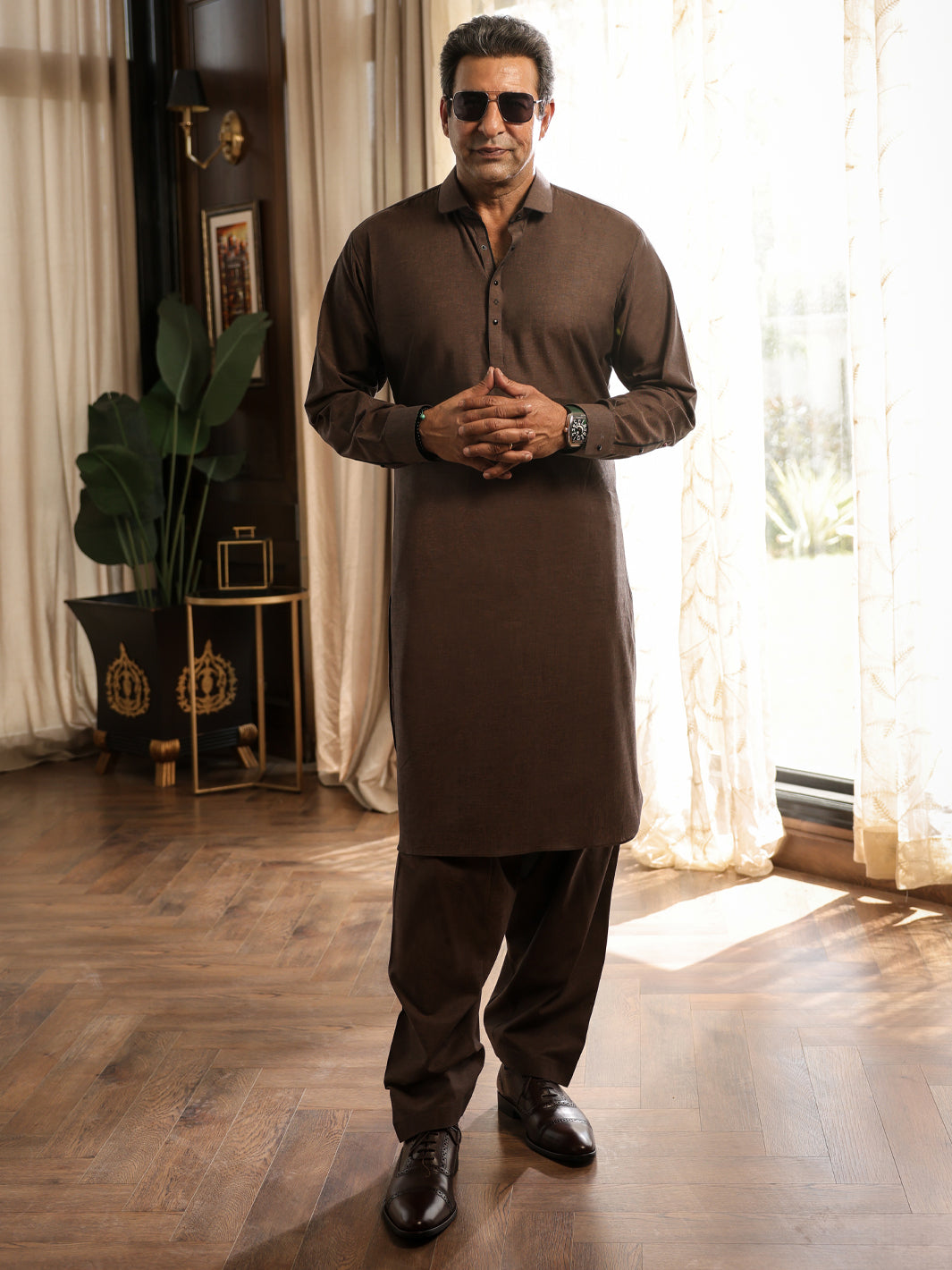 Brown Cuts & Sew Kameez Shalwar - ALWA-KS-632
