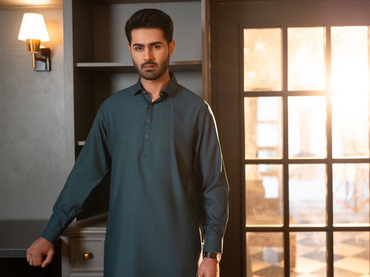 Teal Cut & Sew Kameez Shalwar - ALWA-KS-635A