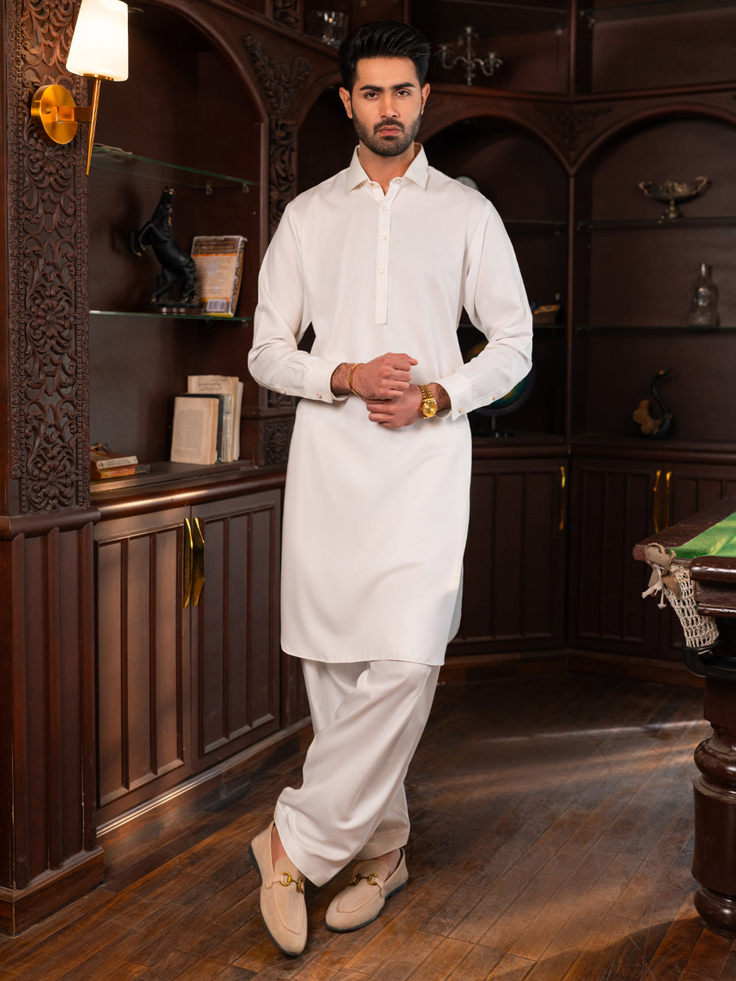White Plain Kameez Shalwar - ALWA-KS-636