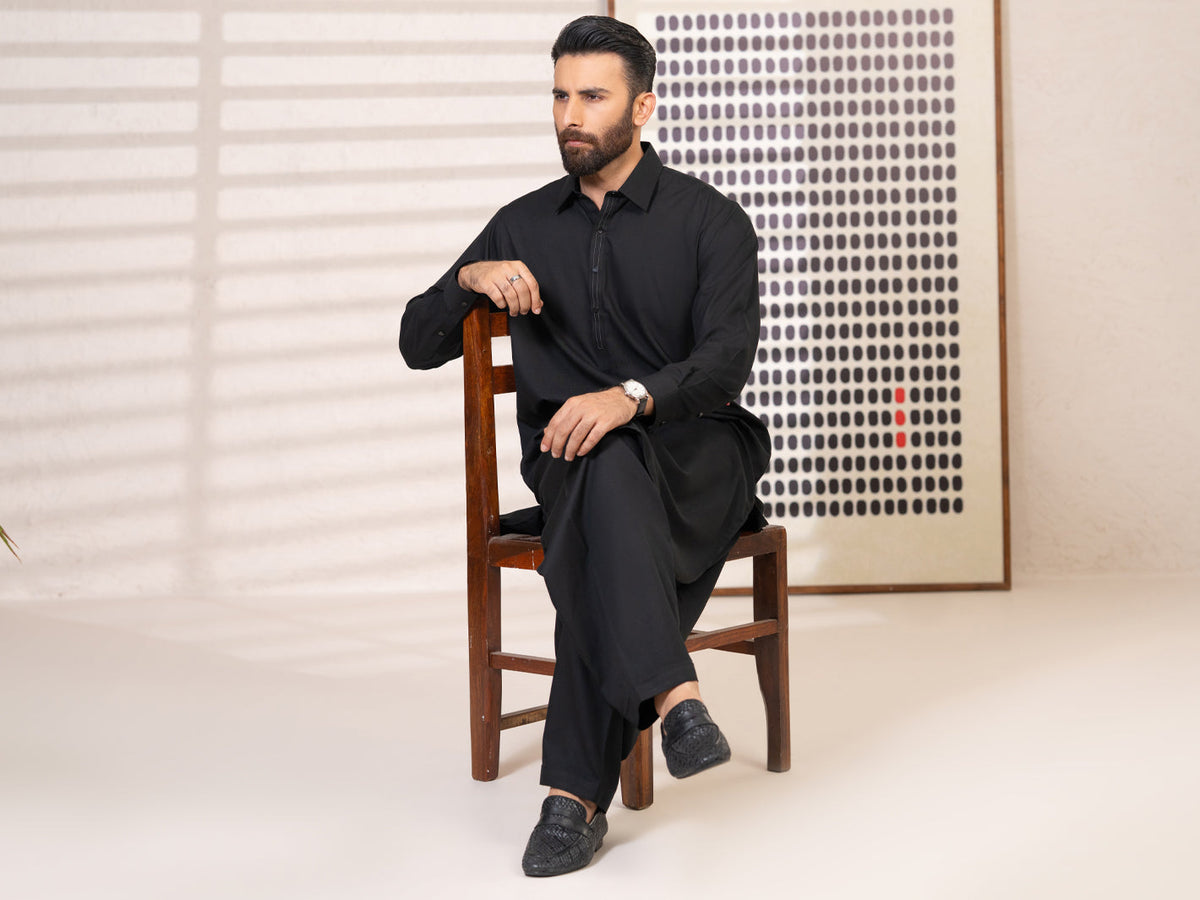 Black Kameez Shalwar - ALWA-KS-642