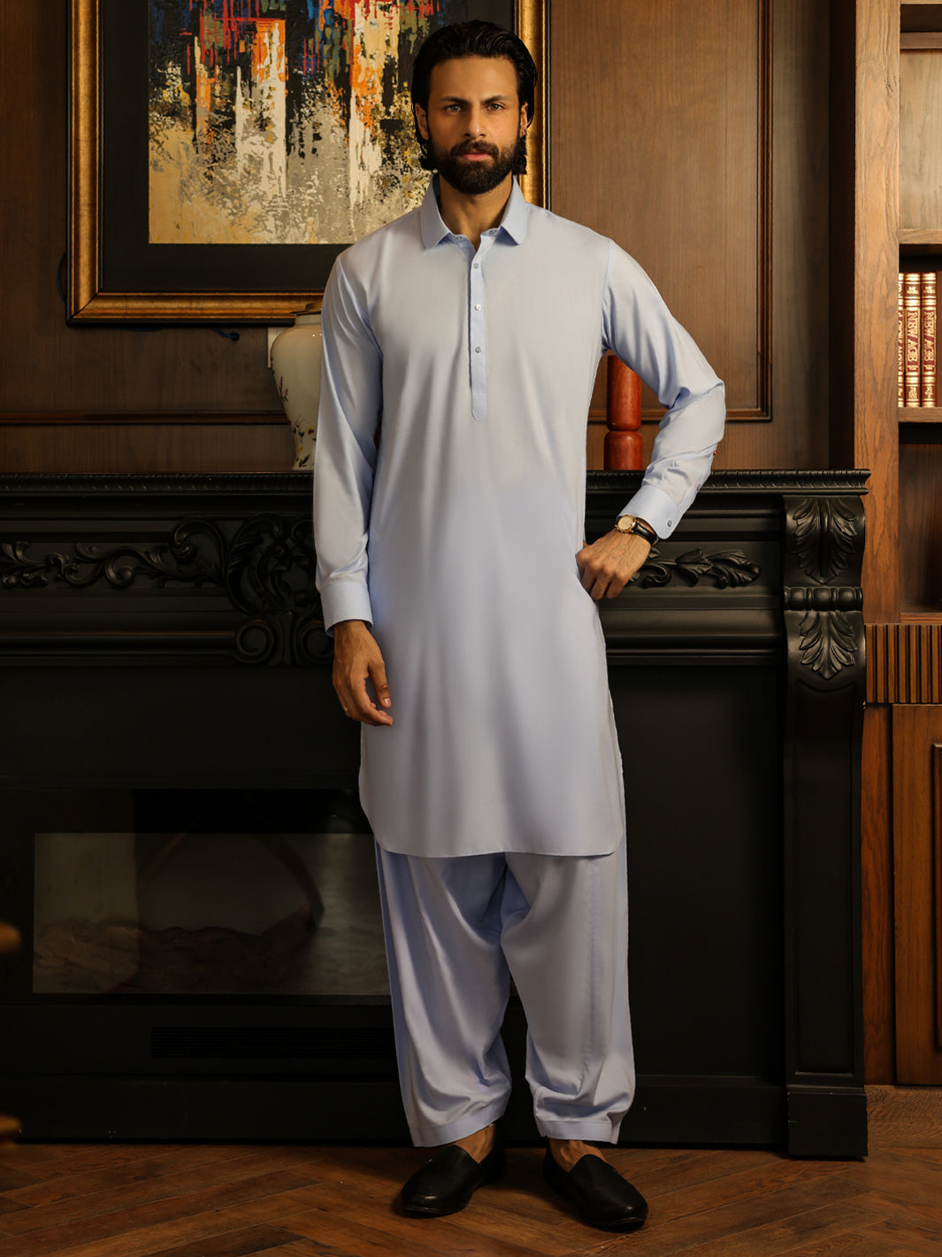 Light Blue Cut & Sew Kameez Shalwar - ALWA-KS-643A