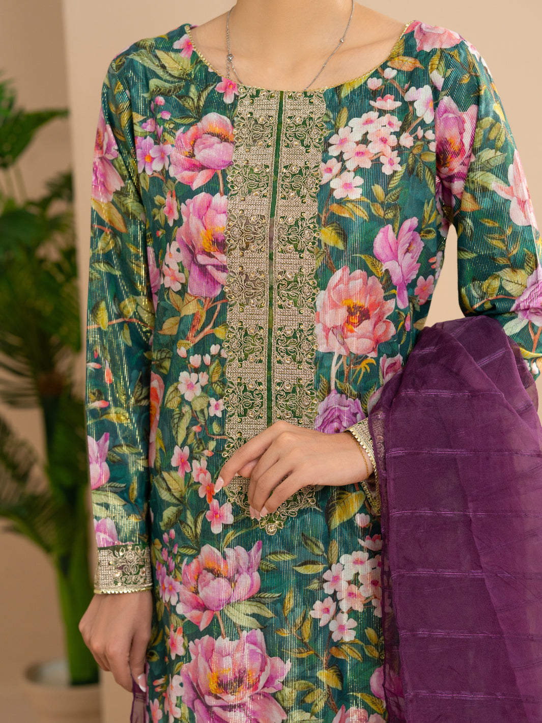 Mehndi Green Stitched 3Pc - ALP-3PS-2173