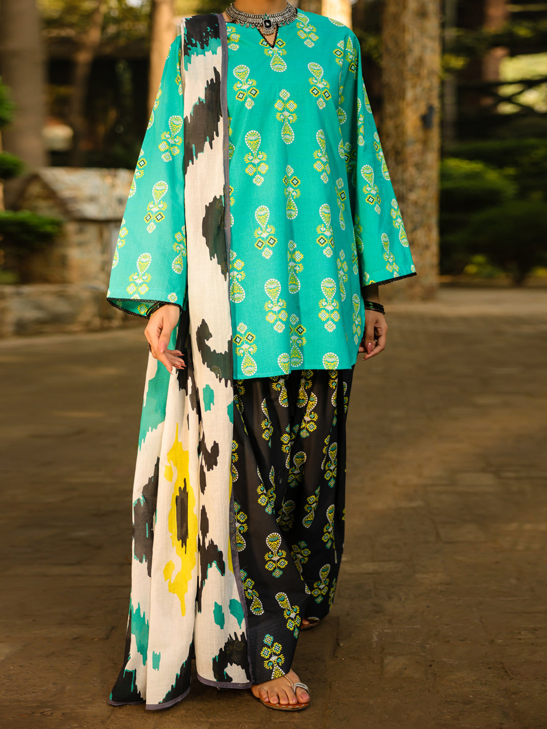 Turquoise Lawn 3Pc Stitched - ALP-3PS-2290
