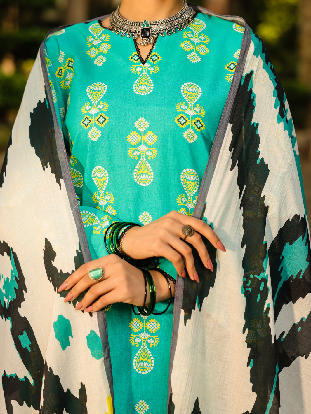 Turquoise Lawn 3Pc Stitched - ALP-3PS-2290