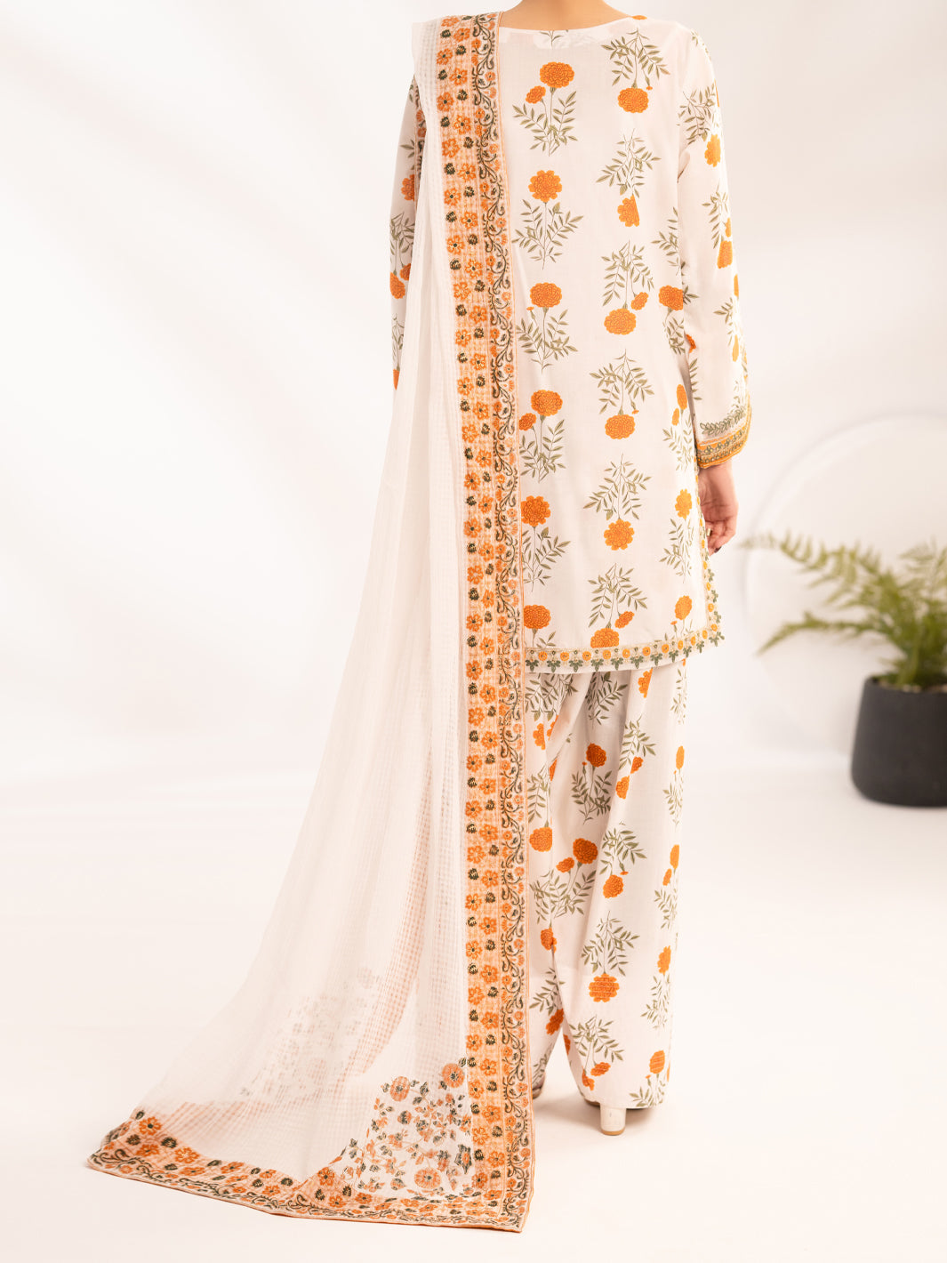 Off White Lawn Stitched 3Pc - ALP-3PS-2311