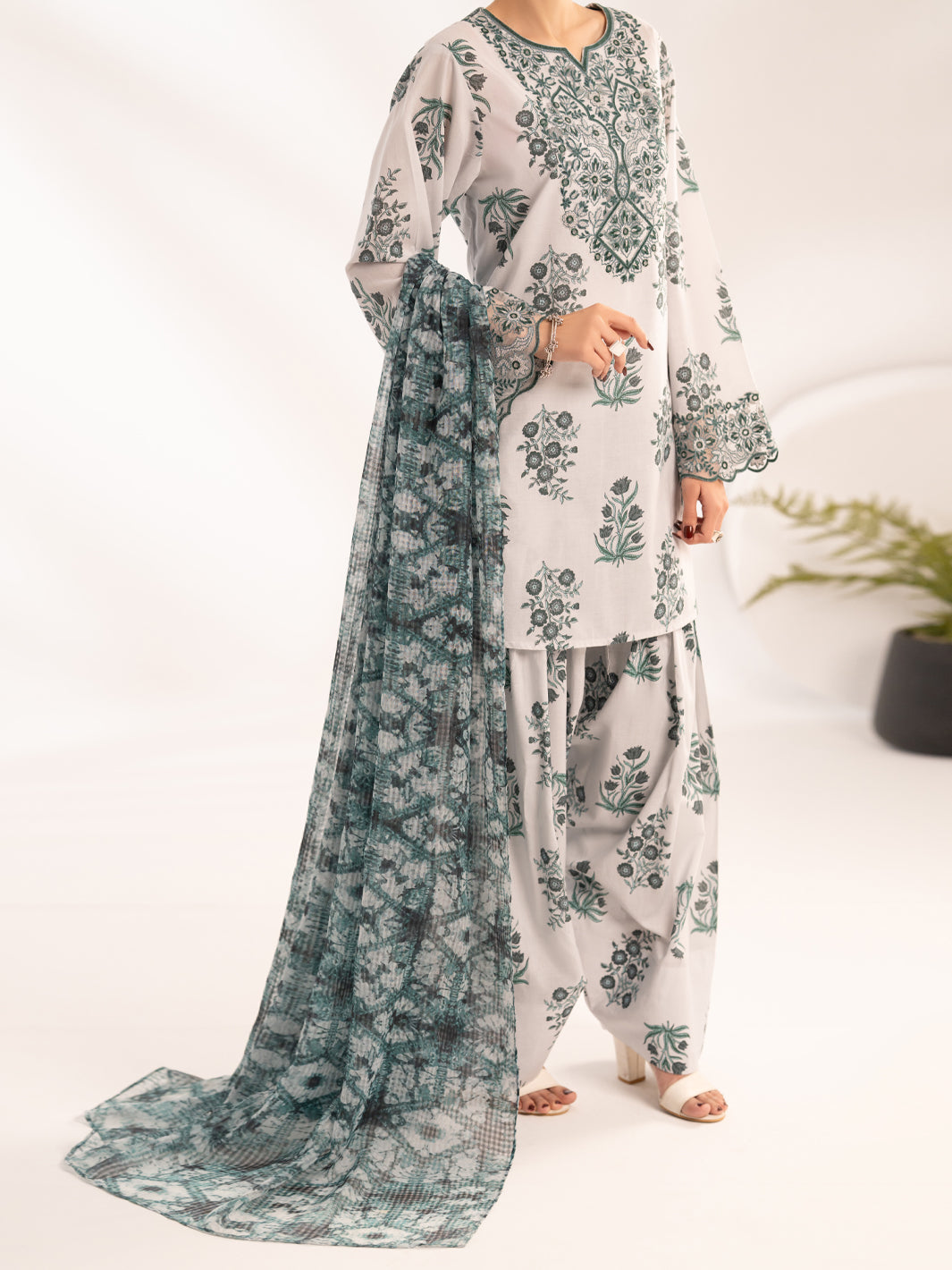 Teal Lawn 3Pc Stitched - ALP-3PS-2313