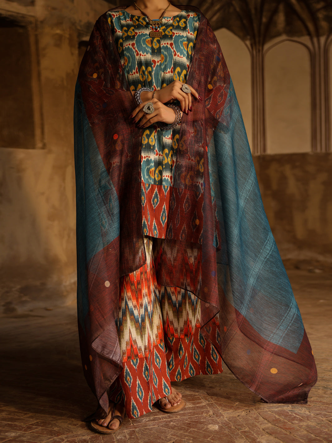 Teal Cotton Dobby 3Pc Stitched - ALP-3PS-2327