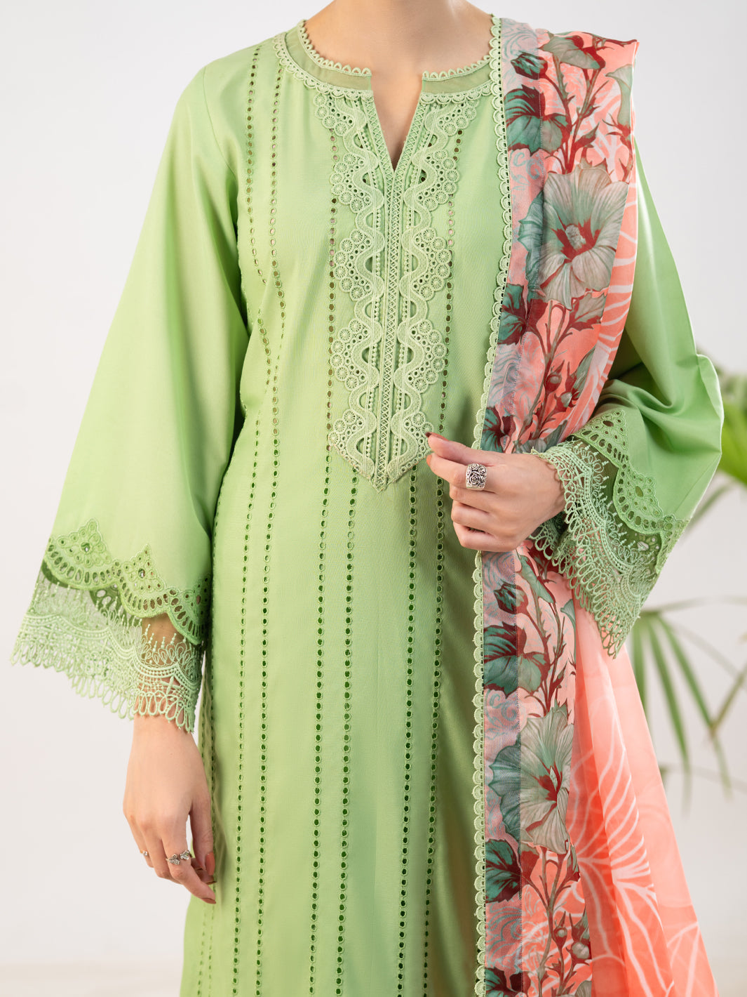 Light Green Silk Lawn 3Pc Stitched - ALP-3PS-2341