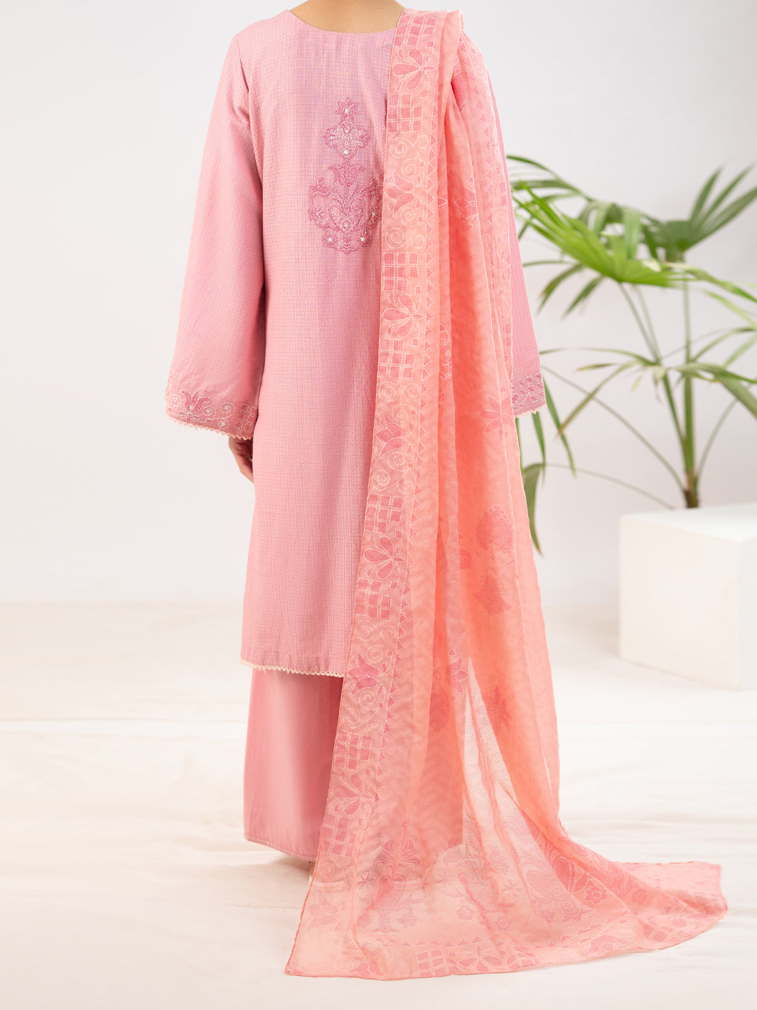 Pink Dobby Stitched 3Pc - ALP-3PS-2344