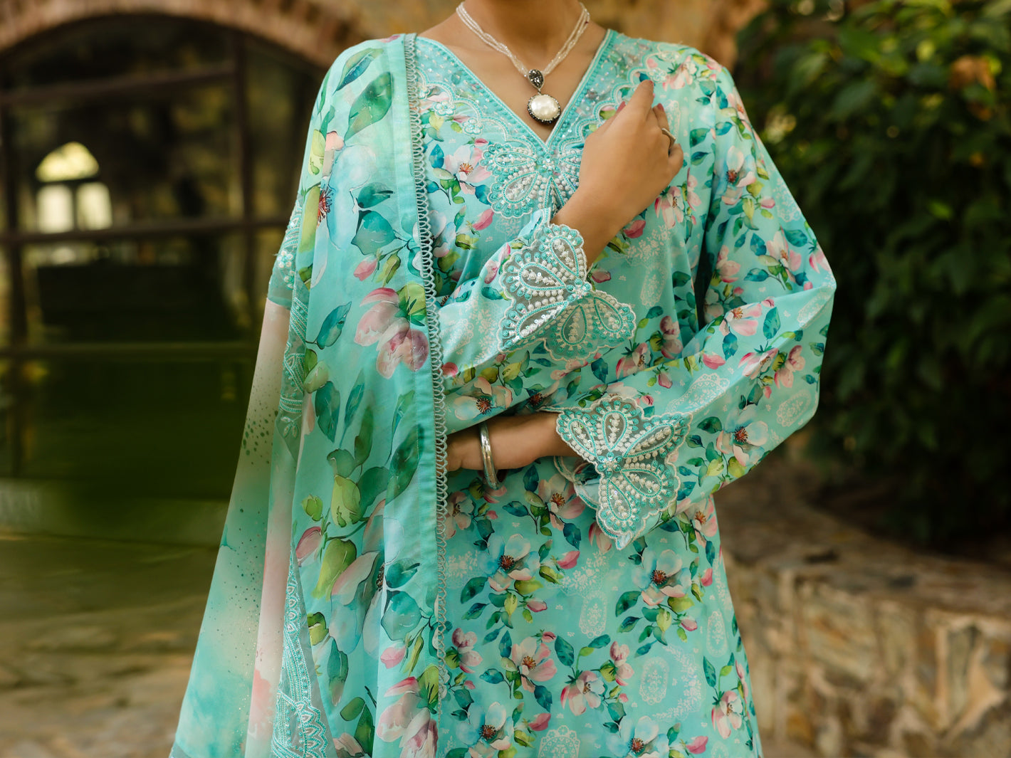 Light Green Silk Lawn 3Pc Stitched - ALP-3PS-2359