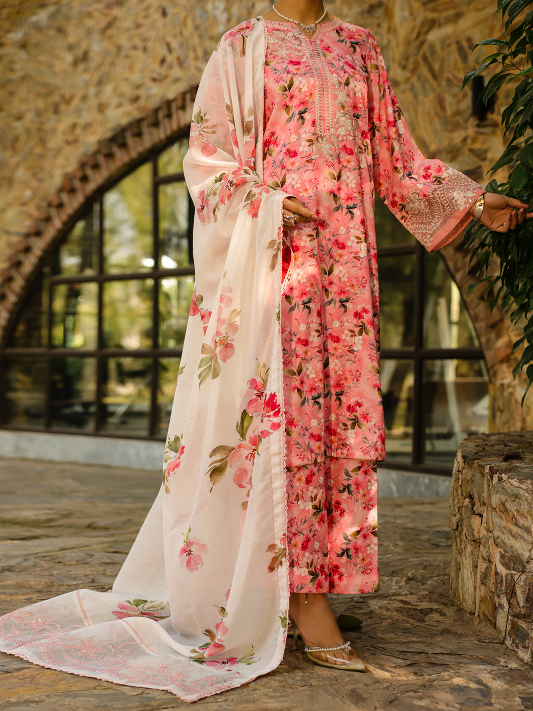 Pink Silk Lawn 3Pc Stitched - ALP-3PS-2360