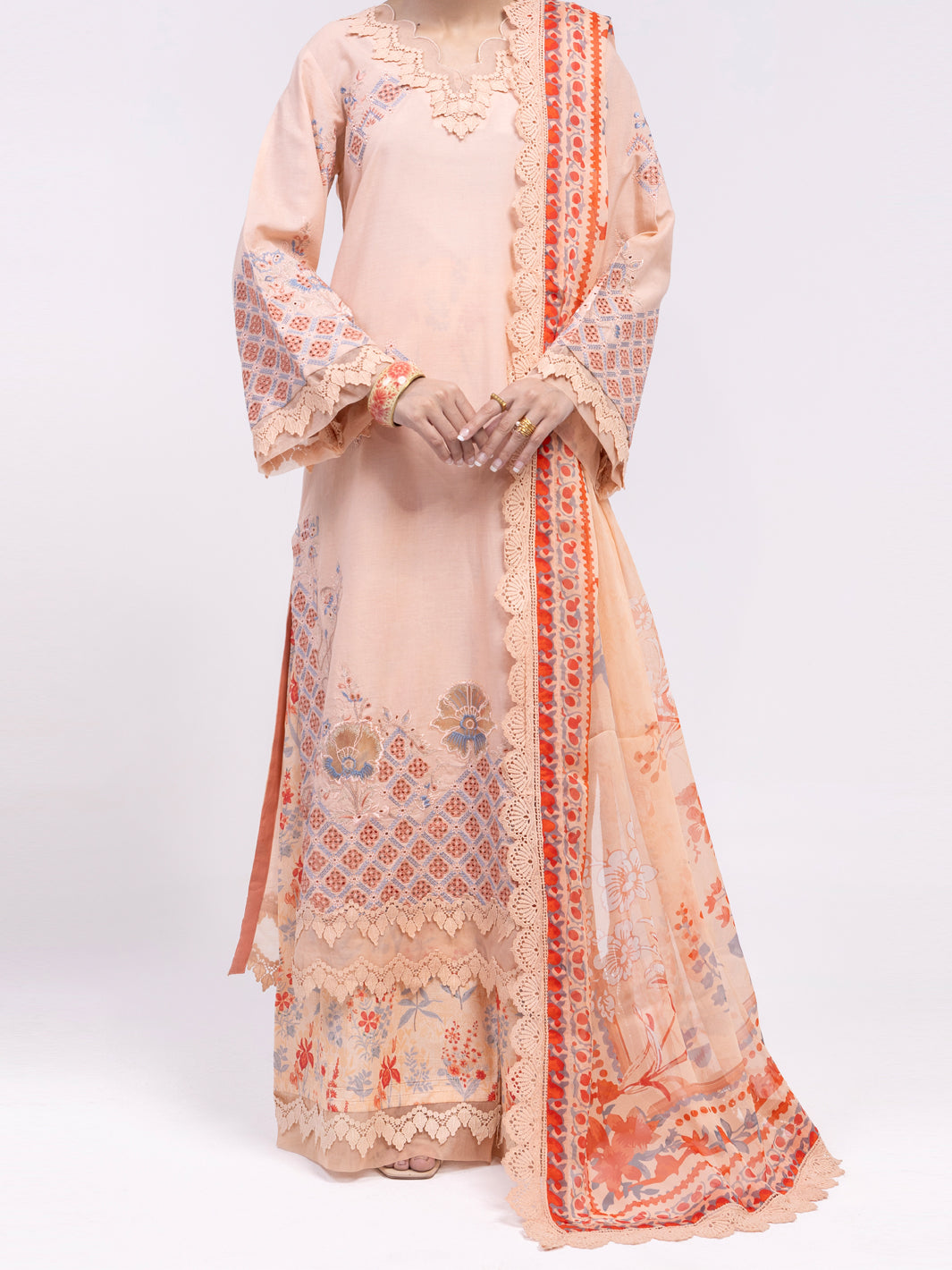 Peach Lawn 3Pc Unstitched - ALP-3PS-2375