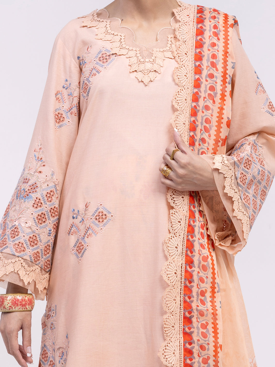 Peach Lawn 3Pc Unstitched - ALP-3PS-2375