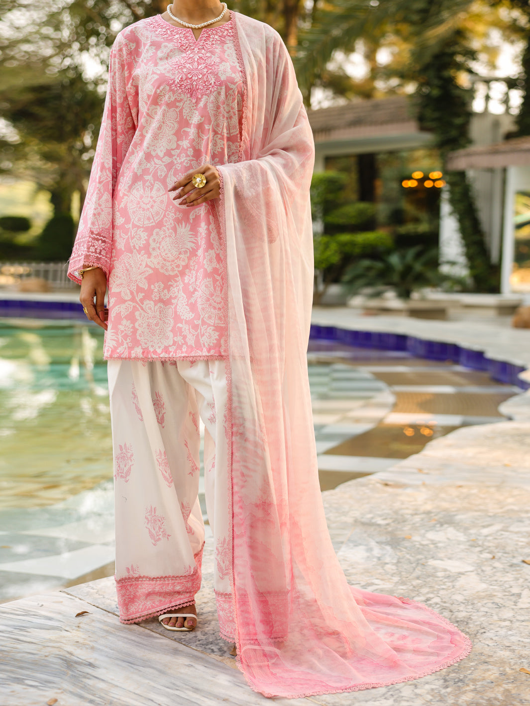 Pink Lawn 3Pc Unstitched - ALP-3PS-2405