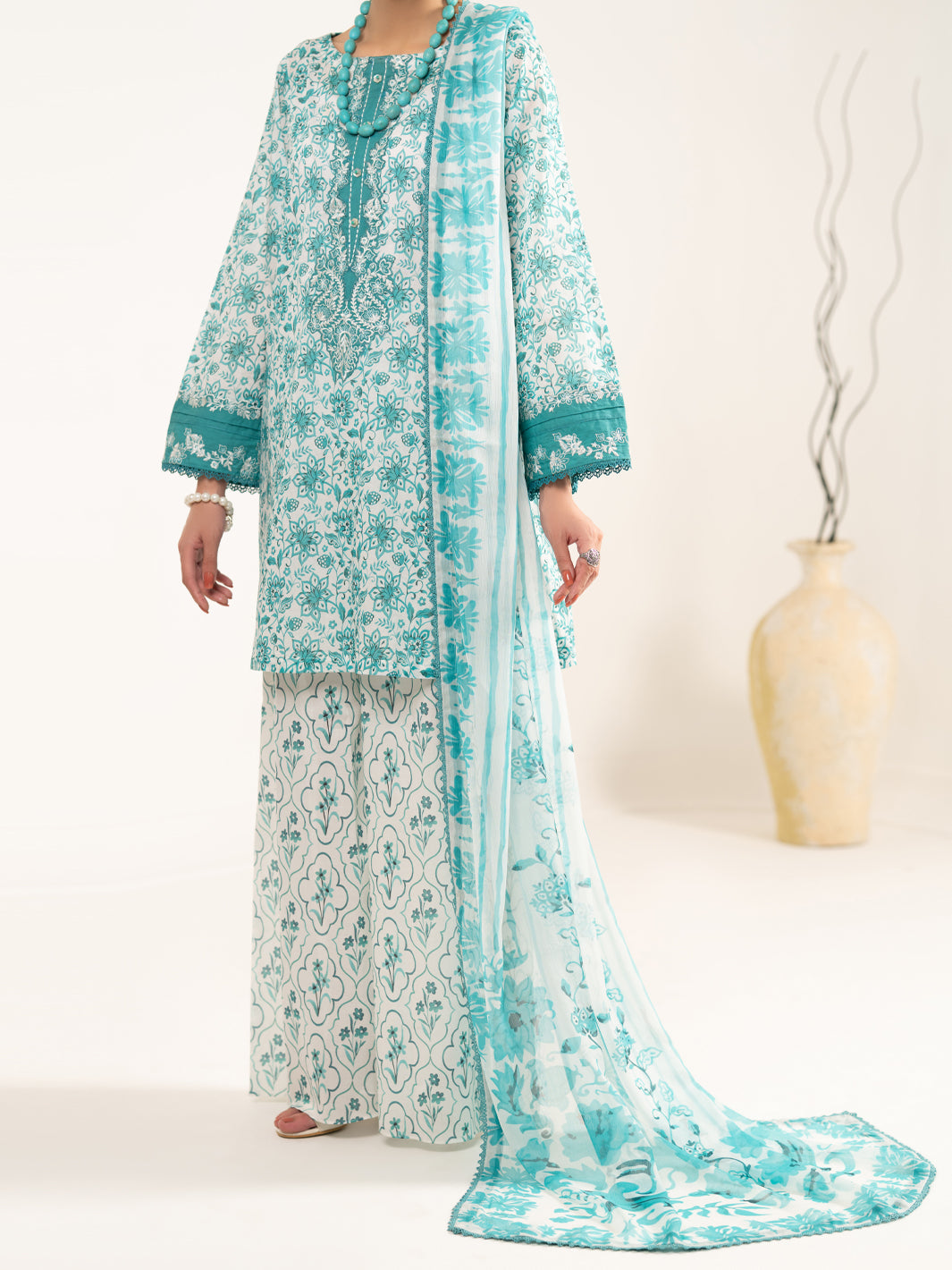 Aqua Blue Lawn 3Pc Unstitched - ALP-3PS-2408