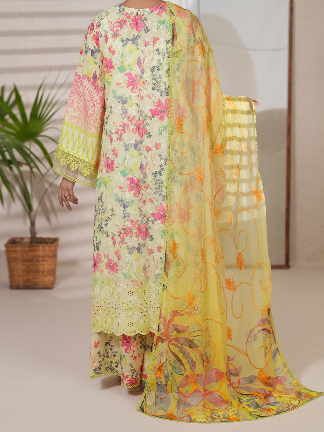 Yellow Silk Lawn Unstitched 3PC - ALP-3PS-2412