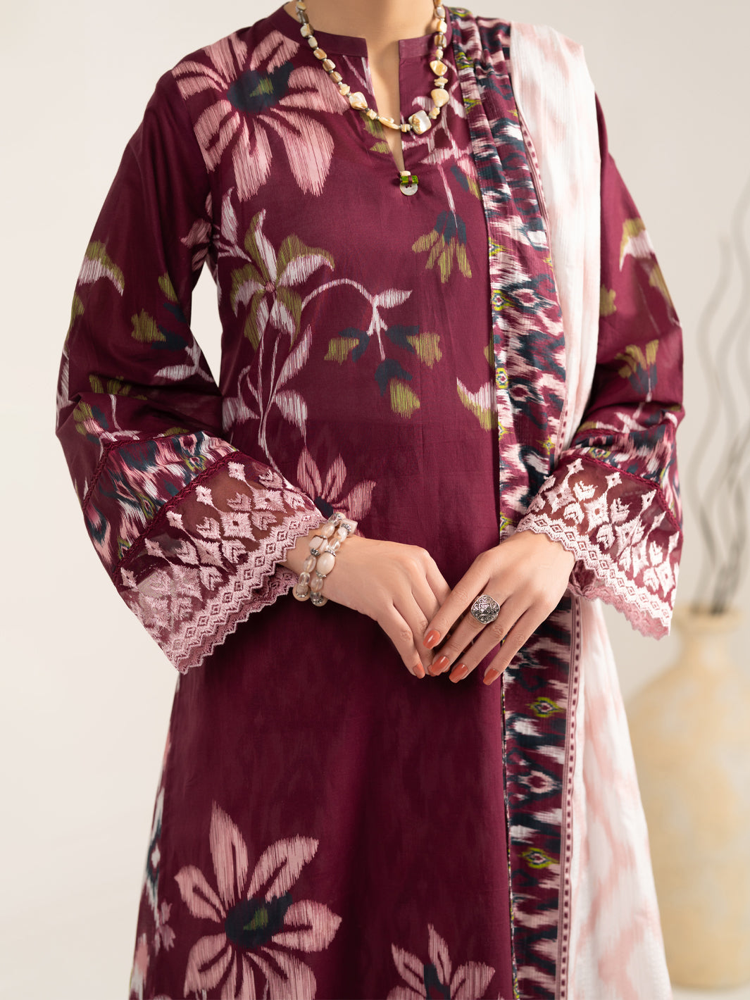 Maroon Lawn 3Pc Unstitched - ALP-3PS-2431
