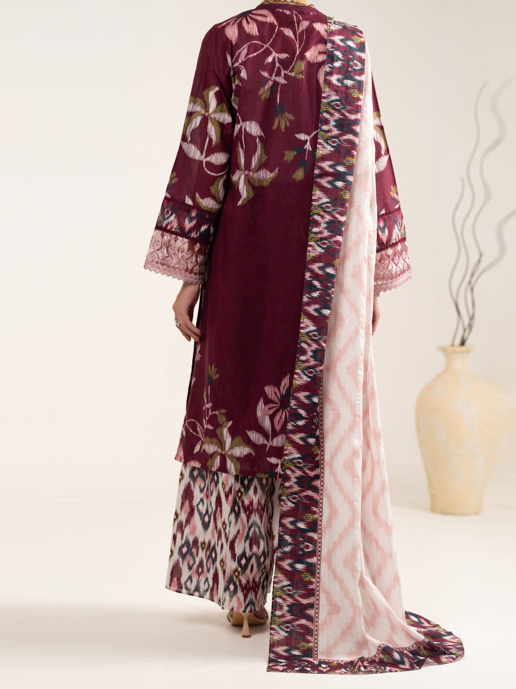 Maroon Lawn 3Pc Unstitched - ALP-3PS-2431