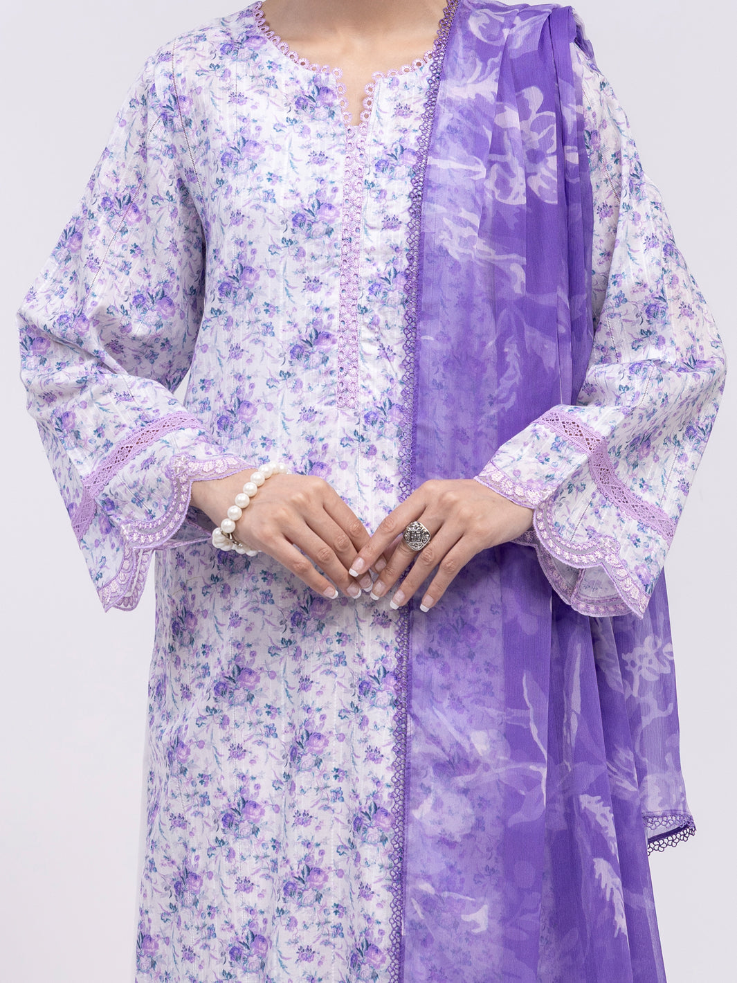 White Lino Kara 3Pc Unstitched - ALP-3PS-2439