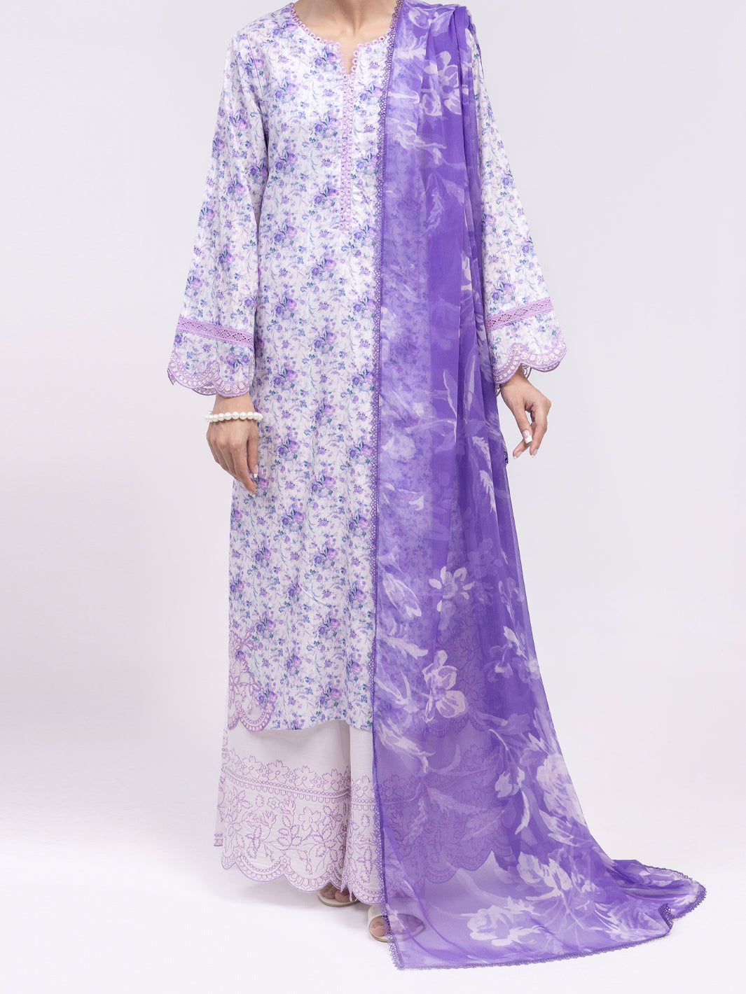 White Lino Kara 3Pc Unstitched - ALP-3PS-2439