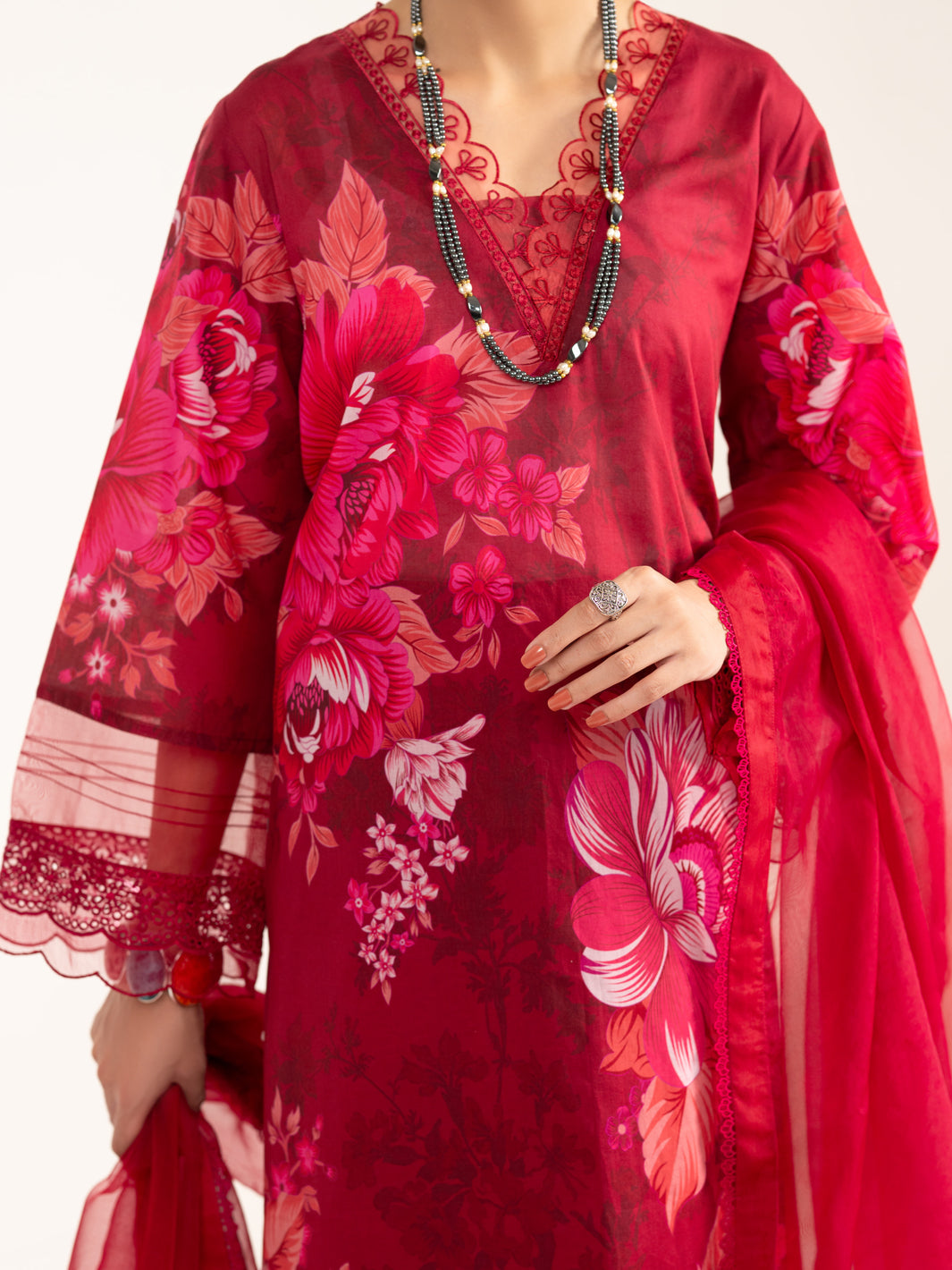 Maroon Lawn 3Pc Unstitched - ALP-3PS-2445