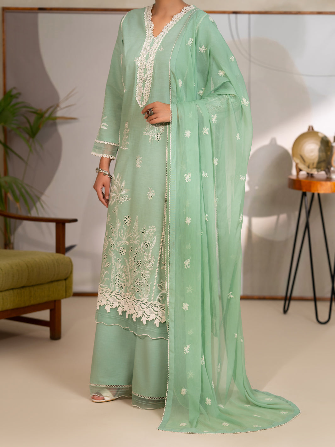 Pistachio Green Lawn Unstitched 3Pc - ALP-3PS-2449