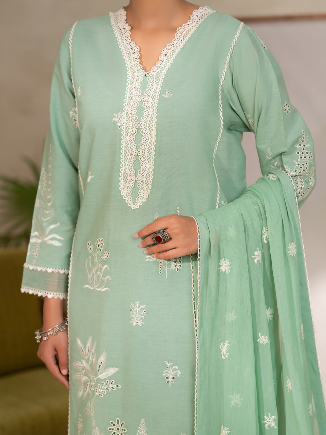 Pistachio Green Lawn Unstitched 3Pc - ALP-3PS-2449