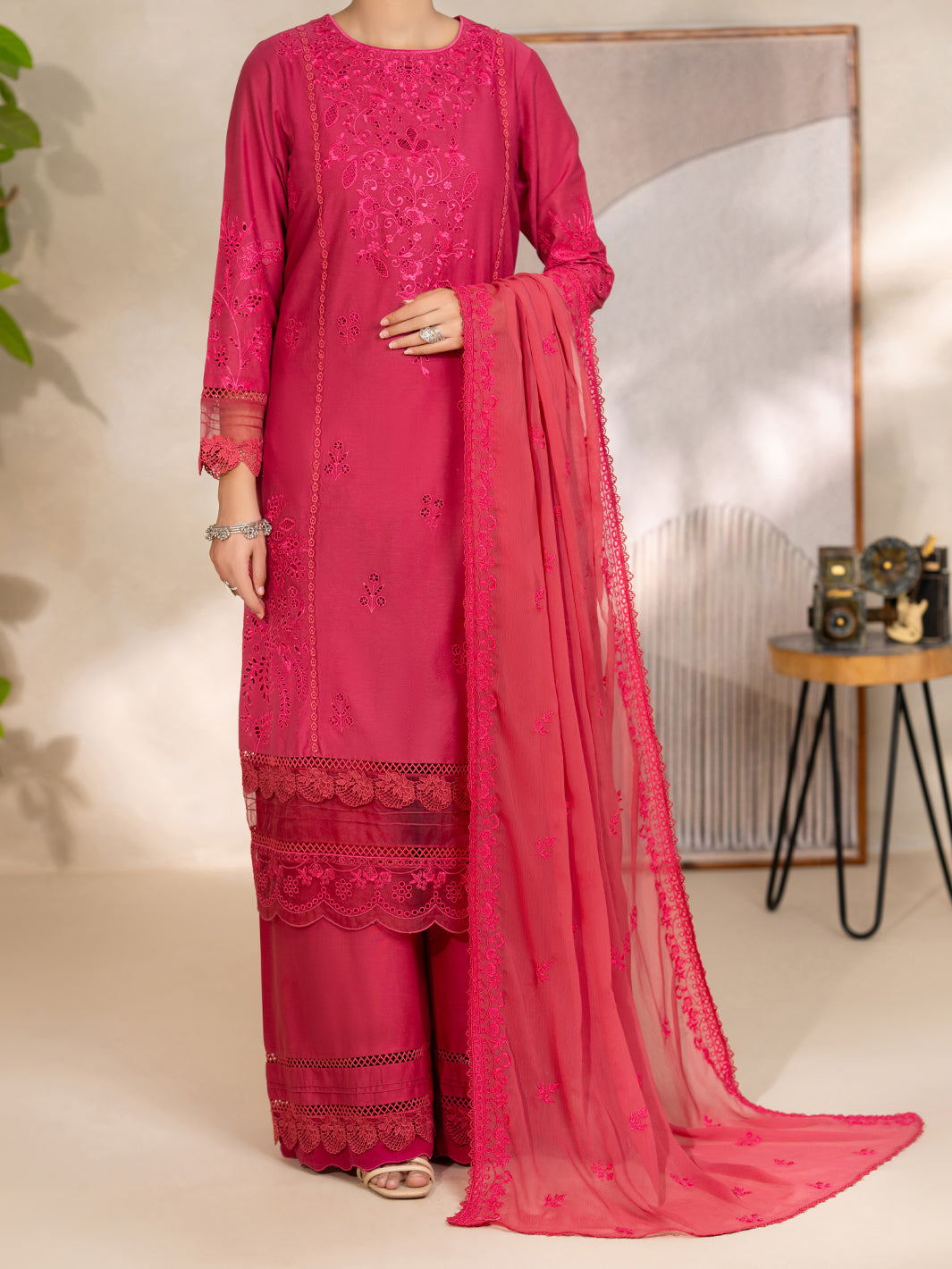 Pink Cotton Unstitched 3PC - ALP-3PS-2450
