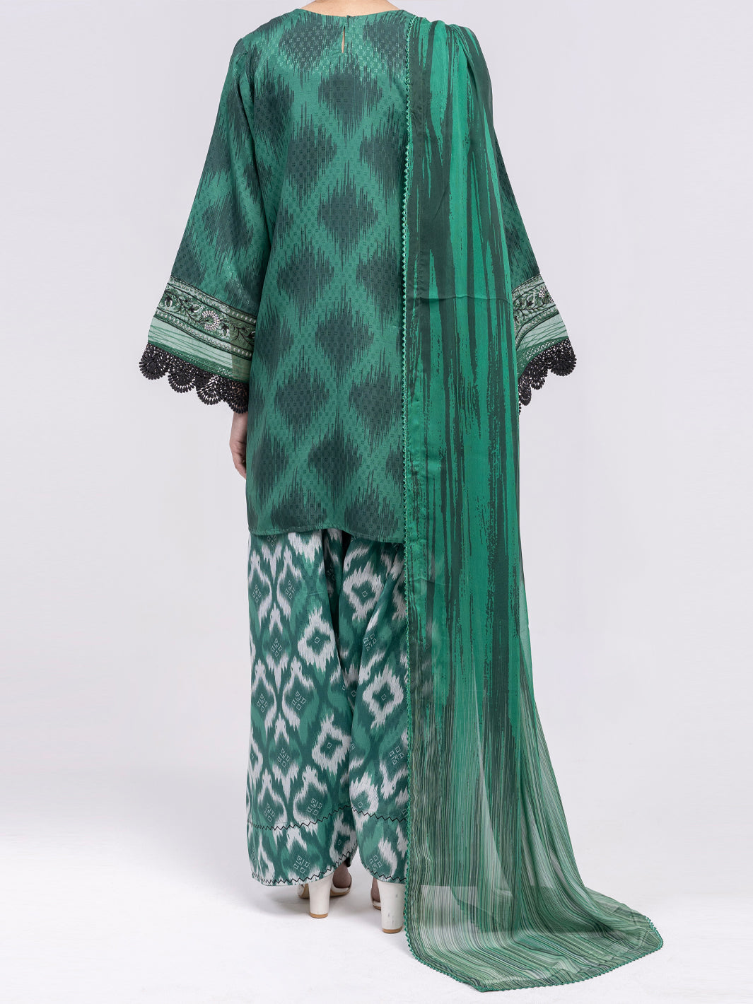 Green Swiss Jacquard 3Pc Unstitched - ALP-3PS-2459