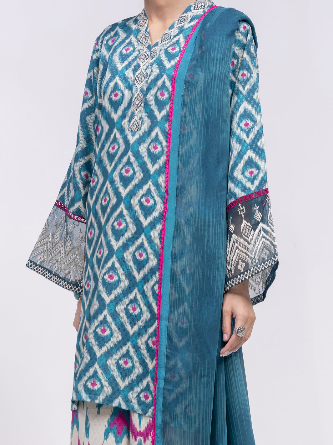 Teal Swiss Jacquard 3Pc Unstitched - ALP-3PS-2460