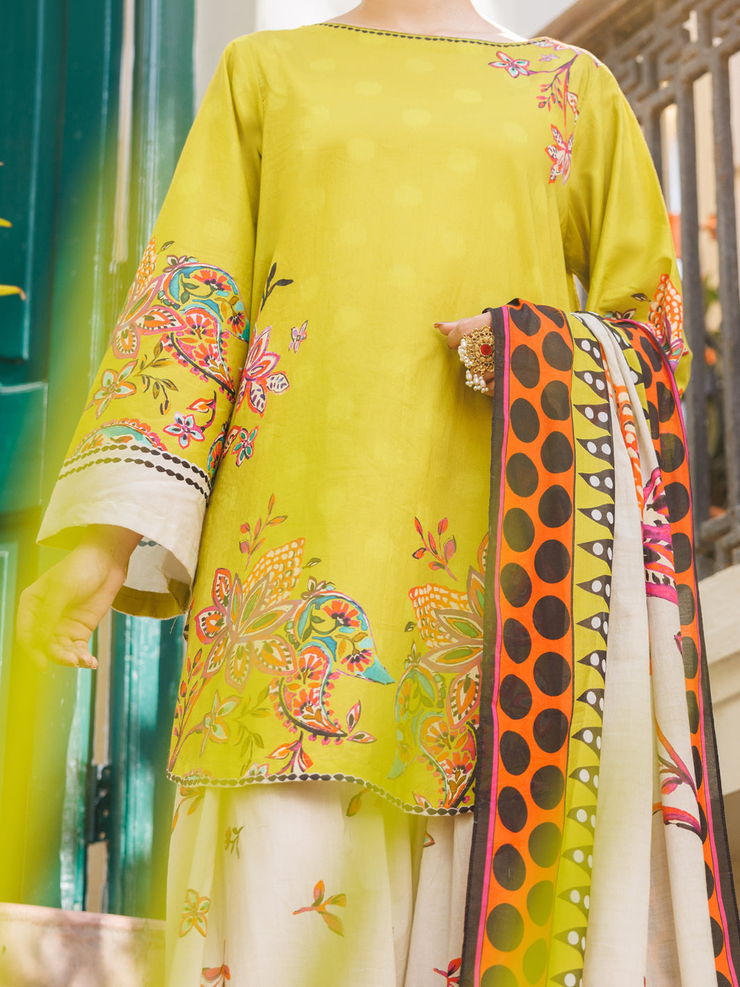 Lime Green Lawn Stitched 3Pc - ALP-3PS-2558