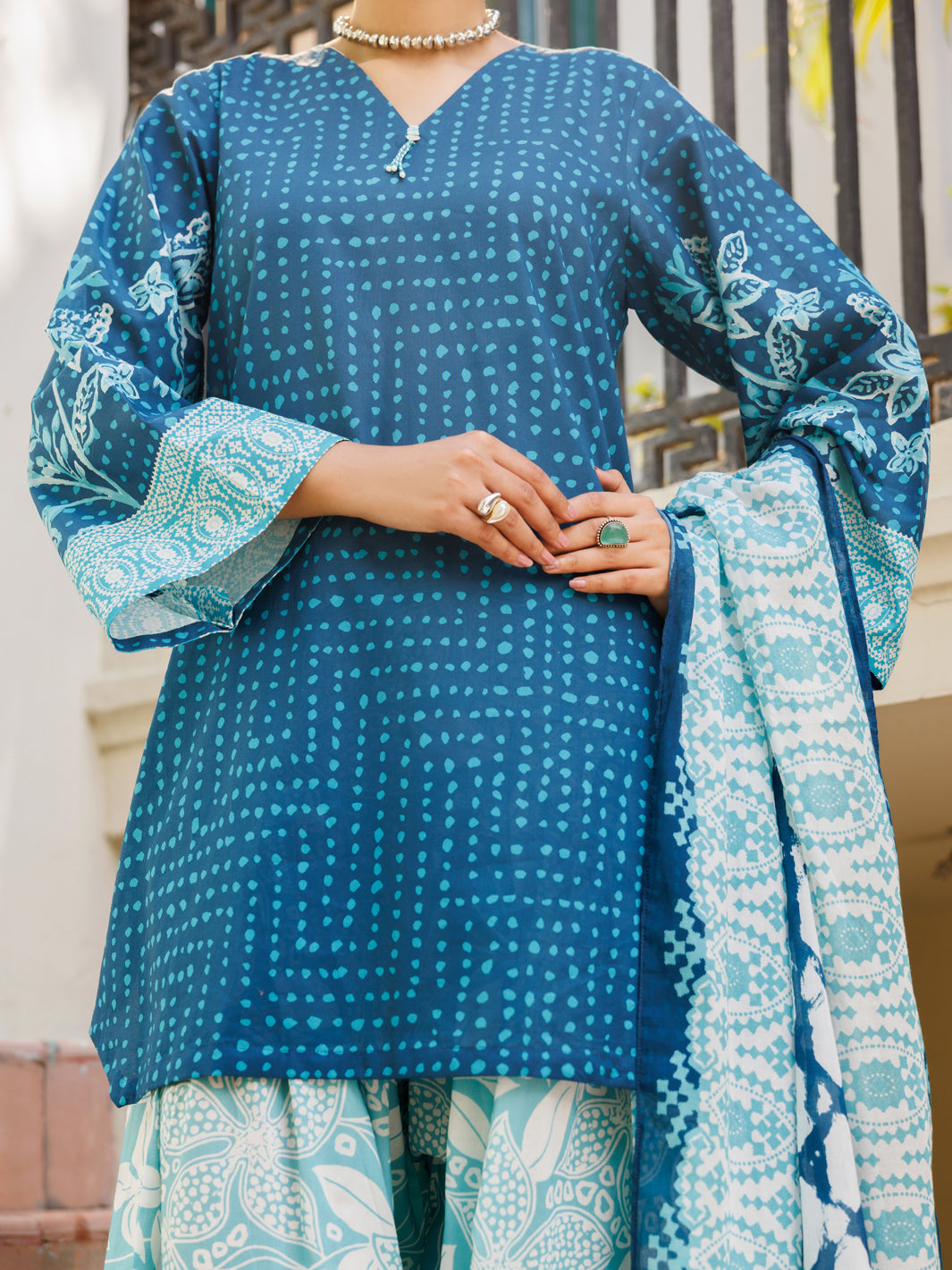 Teal Blue Lawn Stitched 3Pc - ALP-3PS-2559