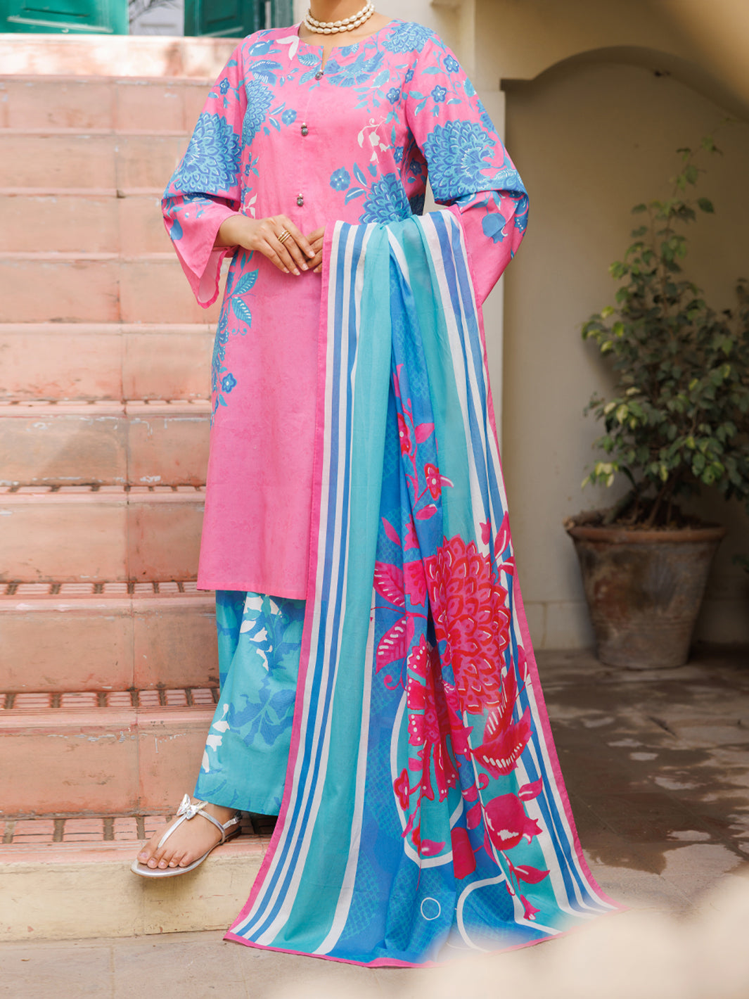 Pink Lawn Stitched 3Pc - ALP-3PS-2561