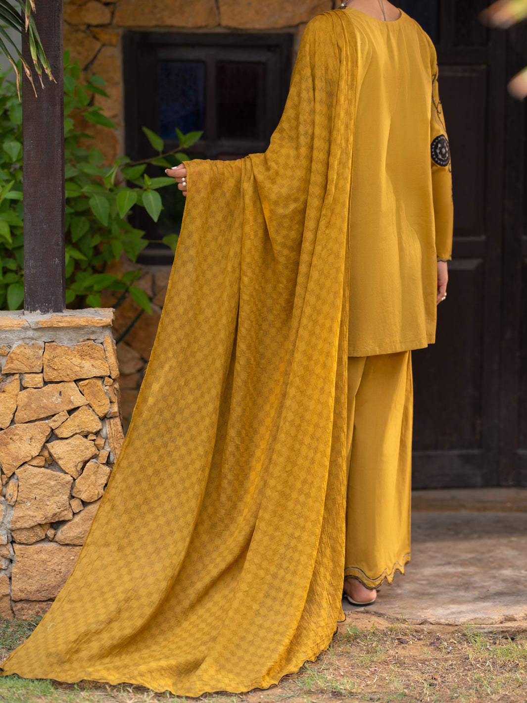Lime Green Cotton Stitched 3Pc - ALP-3PS-2576
