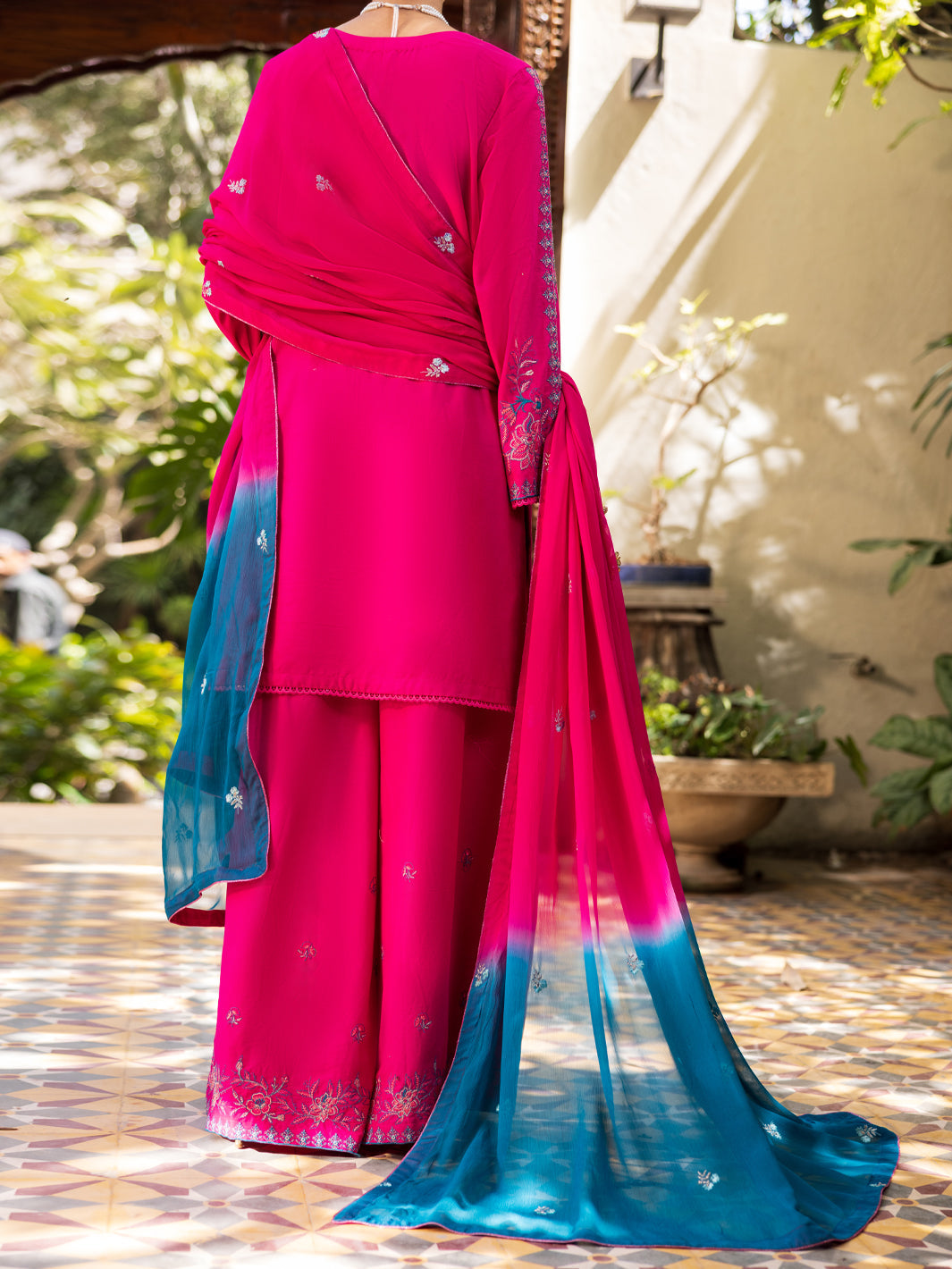 Pink Cambric Stitched 3Pc - ALP-3PS-2601