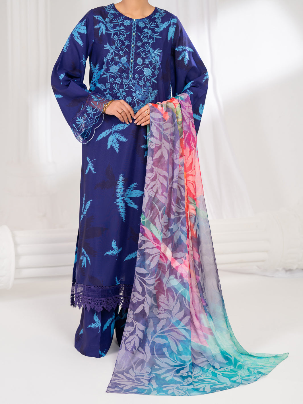 Purple Silk Lawn Stitched 3Pc- ALP-3PS-2604