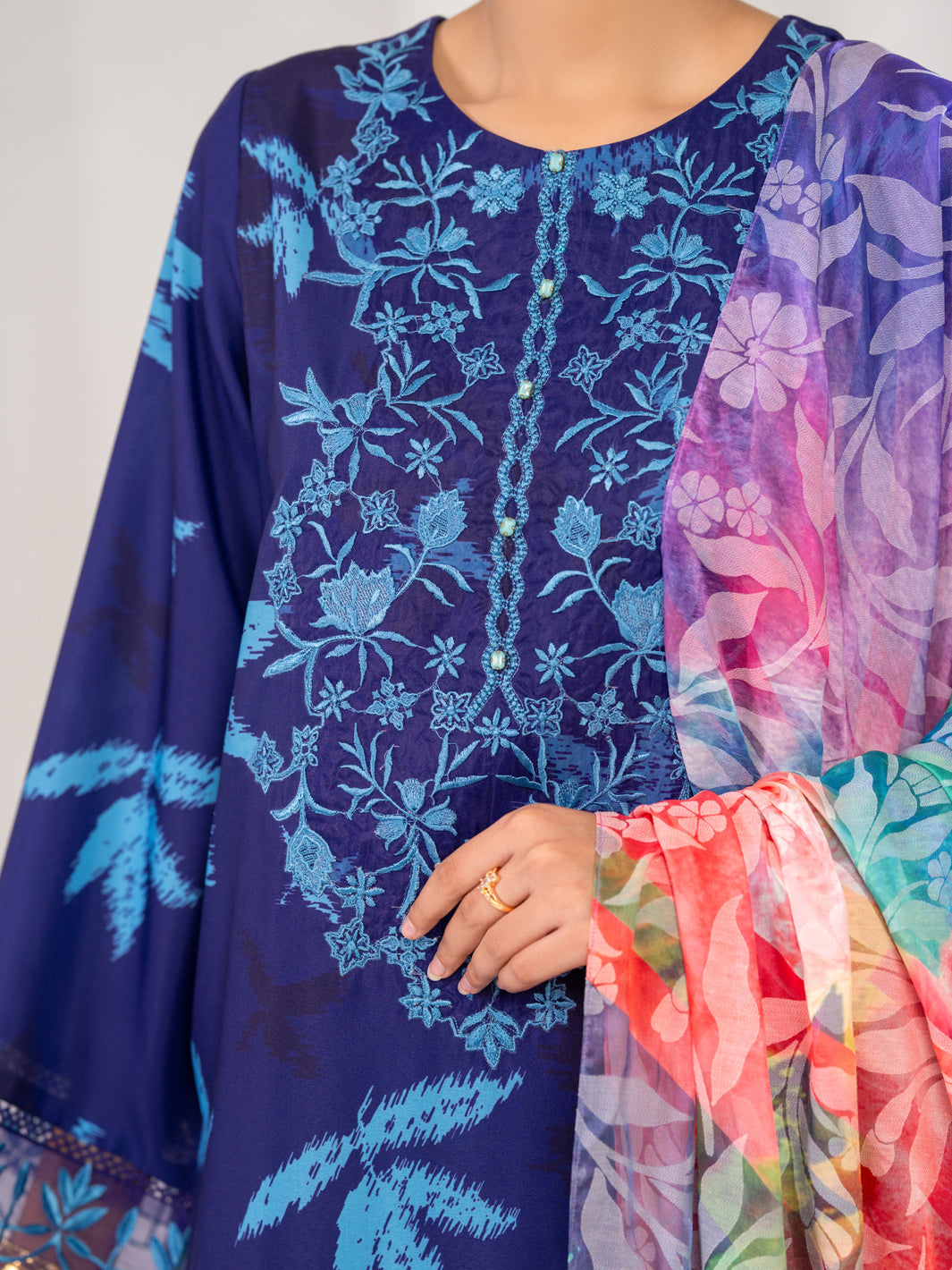 Purple Silk Lawn Stitched 3Pc- ALP-3PS-2604