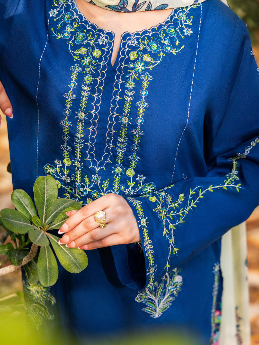 Blue Cambric Stitched 3PC - ALP-3PS-2627