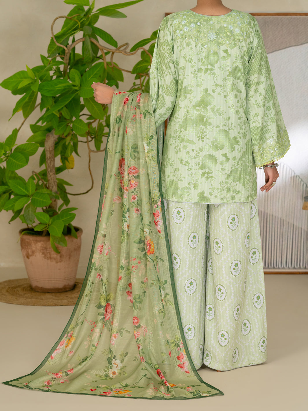Green Swiss Jacquard 3Pc Stitched - ALP-3PS-2632