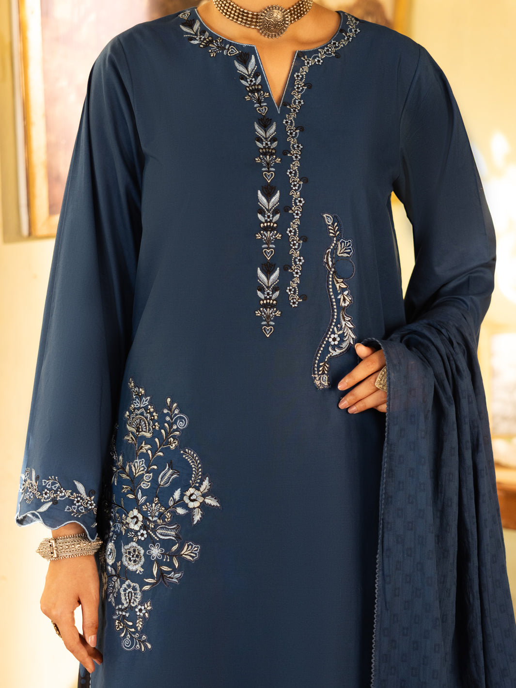 Blue Cambric Stitched 3Pc - ALP-3PS-2635